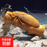 崖柏金蝉抱竹手把件太行红油陈化料一鸣惊人节节高升木雕夏蝉知了 崖柏精雕一鸣惊人