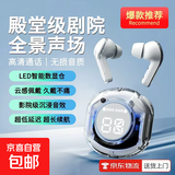 2025新款蓝牙耳机超长续航不入耳开放式不伤耳京东物流运动跑步通话降噪耳机适用于小米苹果华为 冰晶白-活动款-数显