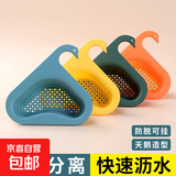 不锈钢天鹅沥水篮厨房洗菜盆过滤网过滤水池水槽收纳置物架 天鹅沥水篮【颜色随机】塑料款