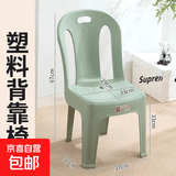 塑料靠背椅家用舒适久坐凳子加厚大人可坐换鞋凳地摊椅儿童餐椅 绿色 2个装