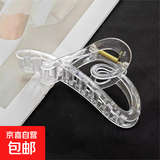 新款哑光大号爱心鲨鱼夹女早春后脑勺简约发夹甜美抓夹风头饰儿童 透明白