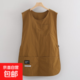 时尚工装马甲围裙加长款上班可外穿的工作服防污耐脏厨房餐饮可用 加长【防泼水款】棕色