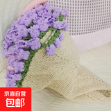 玫瑰花束毯子手工编织diy材料包毛线团钩织花朵毛毯花勾针铃兰花 紫色蓝铃花毯9团线送工具教程