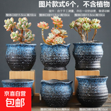 花盆绿植盆栽大口径拼盘多肉陶瓷素烧透气粗陶桌面绿植手绘小花盆 卖飞组合6个-【又大又便宜】 【看图标注】
