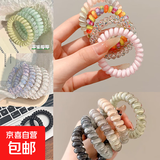 多彩电话线发圈夏季女生头饰高弹力耐用发饰礼物皮筋 颜色随机1条