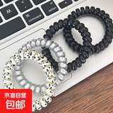 多彩电话线发圈夏季女生头饰高弹力耐用发饰礼物皮筋 牛奶波点1套【4根】