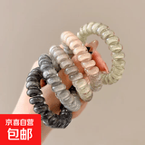 多彩电话线发圈夏季女生头饰高弹力耐用发饰礼物皮筋 渐变果冻电话线5件套【5根】