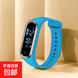 手表电子表儿童手环运动款男女休闲初高中生看时间防水情侣表礼物 B9-7浅蓝色