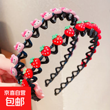 儿童卡通头箍小女孩压发卡可爱宝宝碎发整理发饰女童编发发箍 兔子+草莓2件套