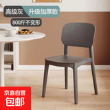 塑料椅子家用加厚北欧餐厅靠背椅餐桌商用餐椅现代简约舒适凳子 加厚款烟灰色 4把装