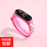 热卖新款可爱卡通LED公仔创意学生电子表塑胶防水手环触控电子表 粉色兔子