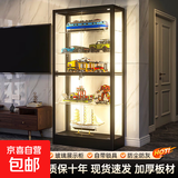 钢制手办展示柜 CCC认证钢化玻璃 防尘带锁 层高可调 乐高模型柜 双门五层80*40*180cm 黑色