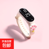 热卖新款可爱卡通LED公仔创意学生电子表塑胶防水手环触控电子表 白色猫爪冰棒
