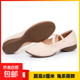 广场舞蹈教师鞋室外成人软底女肚皮古典民族现代舞练功芭蕾舞蹈鞋 粉色2cm平跟 37