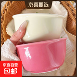 马卡龙色系陶瓷碗奶油色高颜值家用釉下彩餐具ins新款饭碗甜品碗 2个装【4.5英寸碗】混发色活动