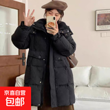 （反季清货）2025冬季新款宽松小个子羽绒服女韩版连帽外套 黑色 S