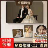 相框摆台照片定制加照片冲印手机相片高清打印婚纱照挂墙结婚照大相框全家福相框 尊贵黑【升级细闪磨砂面+铝合金框】 40寸挂墙（75*100cm）加厚
