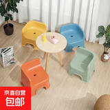 儿童塑料小凳子幼儿园靠背椅餐椅家用小板凳矮凳换鞋凳防摔洗澡凳 橘色