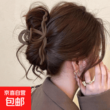 设计款波浪珍珠头发抓夹大号鲨鱼夹发夹女2025高级感夹子秋冬发饰 深咖双层飘带约/14cm