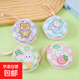 耳机配件可爱零钱包儿童拉链手提小包卡通毛绒随身收纳包硬币耳机包收纳盒 格子动物随机发货2个装