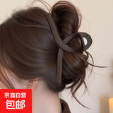 高级感2025新款磨砂咖色大号抓夹女后脑勺盘发鲨鱼夹头发夹子头饰 1件套【交叉】