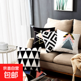 法式森林纹ins风靠包复古棋盘格抱枕套黑色靠枕美式沙发靠垫 抱枕图案1 45cm*45cm 枕套
