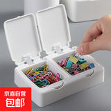 日式桌面小物收纳盒办公文具收纳小盒按压式抽屉储物盒杂物分类盒子 按开式收纳盒1个【圆形】