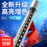 鱼缸灯led灯防水超亮全光谱三色小水族箱潜水专用彩灯灯管 5W三色变光24cm（30-40cm缸用）