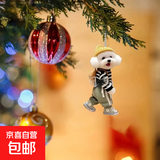 新款创意小狗背包挂件车载亚克力平面挂饰可爱钥匙扣送闺蜜款吊坠 黄色郊游狗狗平面挂件 2个