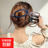 【盘发神器】高级感发夹女抓夹后脑勺网红夹子新款一字夹发卡头饰 一字夹紫灰色