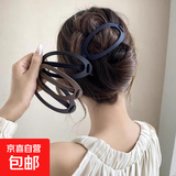 【盘发神器】高级感发夹女抓夹后脑勺网红夹子新款一字夹发卡头饰 一字夹藏蓝色