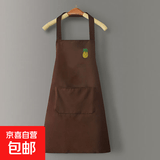 围裙家用厨房餐饮夏季薄款商用工作服女做饭围腰 咖色菠萝