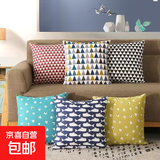 双面抱枕正方形沙发靠垫套床头靠背含芯腰枕靠枕套 颜色图案随机 含枕芯 1个