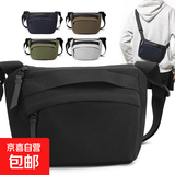 复古中性风休闲通勤大容量特托斜挎男包轻便旅行百搭小包 黑色