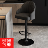 收银吧台椅可升降酒吧椅子家用轻奢高脚凳高级餐厅升降吧椅办公椅 暗黑色-黑盘升降高度61-82 3级气杆（适合天天使用更安全）