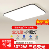顾家同款现代简约大气客厅灯卧室餐厅长方形大厅led室内吸顶灯具 长方形70*50cm三色变光60w