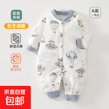 爆款幼儿连体衣夹棉薄棉长袖哈衣宝宝保暖爬服婴儿衣服秋冬新款 40g薄棉-热气球 90cm