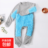 秋冬儿童婴儿纯棉连体衣长袖爬服衣服连体衣衣服睡衣 灰色 包手包脚 90cm