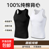 【100%纯棉】男士背心运动跨栏工字背心健身弹性内搭男汗衫四季款 黑色+白色 两件装 4XL 体重【180-190斤】