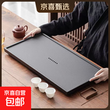 整块仿乌金石茶盘家用简约石头托盘功夫茶具茶海石材大号茶台 仿乌金茶盘50CM*30CM 长方形