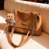 伊梵络 复古包包女大容量2025新款时尚链条单肩斜挎包上课通勤托特包 【升级款】棕色+挂件
