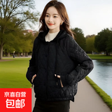2025秋冬季新款短款棉服新款时尚连帽小个子轻薄棉衣气质棉袄外套 黑色 2XL 建议120-135斤