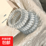 夏季清爽小清新电话线发圈高品质发绳发圈高马尾发饰头饰 蓝色系电话圈【4条】袋装