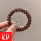 新款发绳女扎头简约气质头绳无痕电话线发圈高弹力皮筋头饰 咖色【1个装】