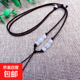 手工编织高档平结加长细款玉线项链绳子简约男女款吊坠挂绳配饰 白米珠咖色项链绳