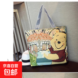 时尚休闲帆布包女时尚单肩包上班托特包手提袋拎包帆布袋卡通包包 可爱熊 大包