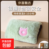 充电热水袋电暖水袋暖手宝防爆暖宝宝国标可爱暖水袋暖宫暖腰袋迷你暖被窝神器自动断电电暖宝 【加厚长绒】可拆清洗/柳清绿