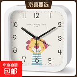 卡通静音闹钟学生用起床神器床头桌面儿童女孩男孩专用时尚小时钟 NZ315方形白色 （13厘米）