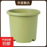 花盆绿植盆栽四季花盆新款控根透气加厚月季绣球树脂塑料大加仑盆 草绿色 四季盆【口径27CM】1个盆带托盘