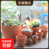 红陶花盆绿植盆栽国际盆工厂直销陶瓷花盆多肉育苗盆多肉花盆有孔 15X13cm（不带托盘） 4个装